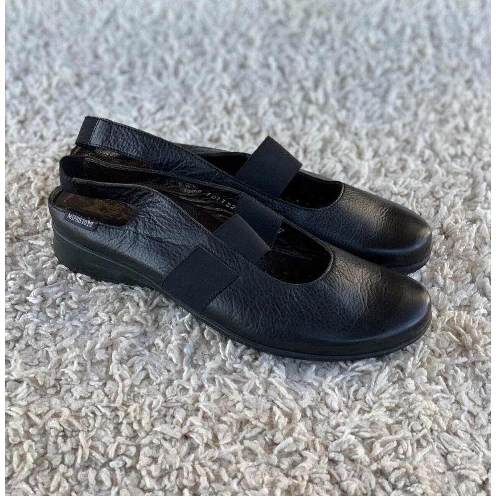Mephisto Filona Black Soft Leather Mary Jane Slingback Shoe Slip On Womens 7